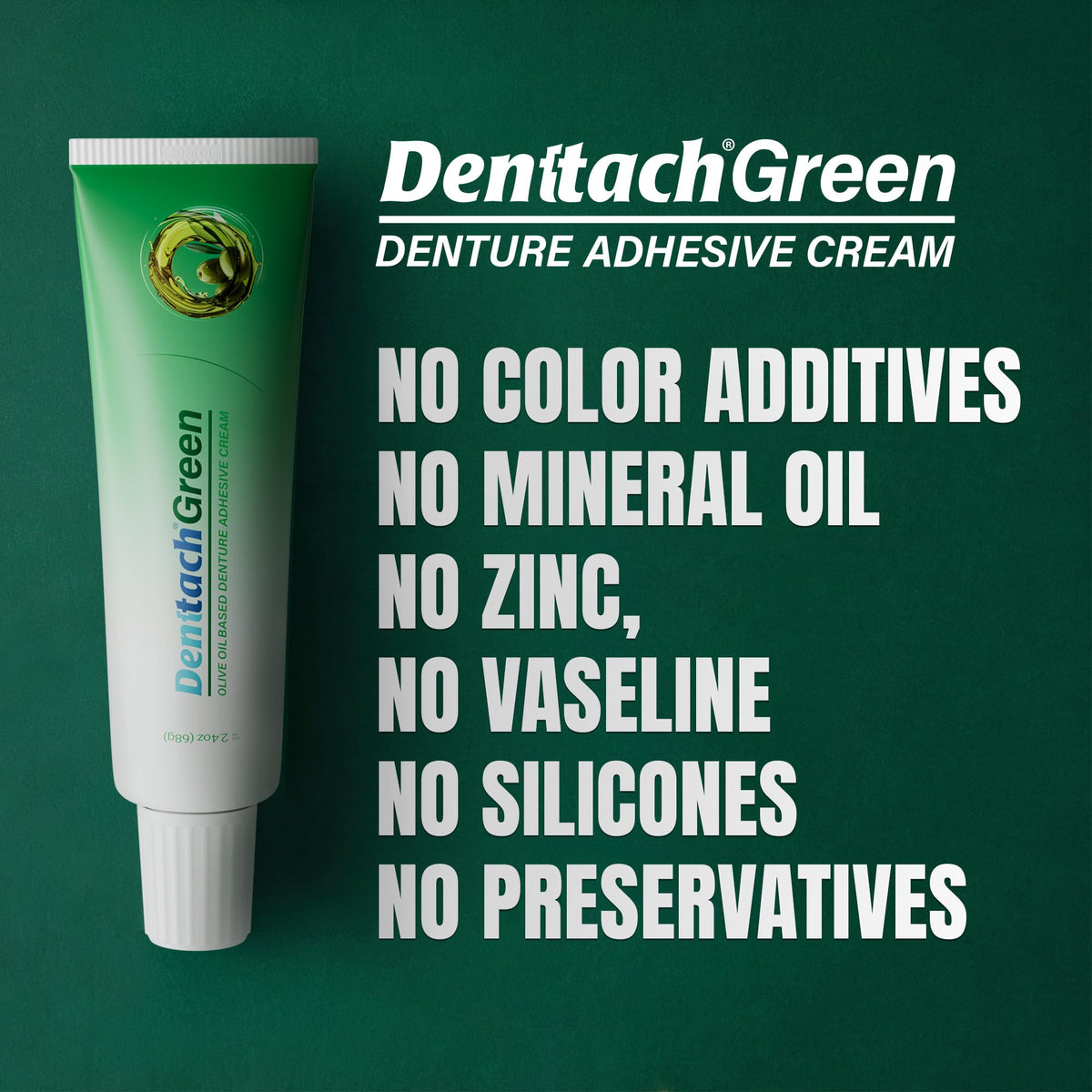Green Petroleum Free Olive Oil Based Denture Adhesive 2.4 Ounce L80163
