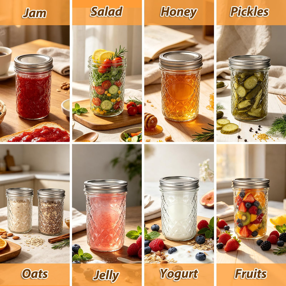16oz Wide Mouth Mason Jars with Airtight Lids N5330