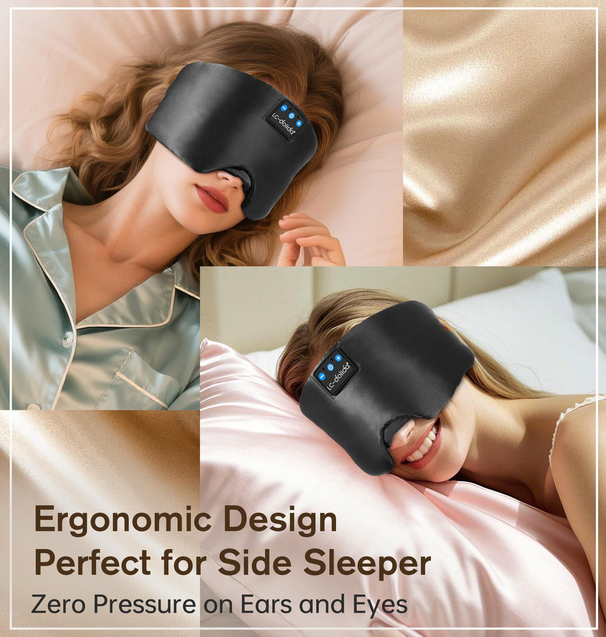 Silk Soft Sleep Mask with Bluetooth Black B776