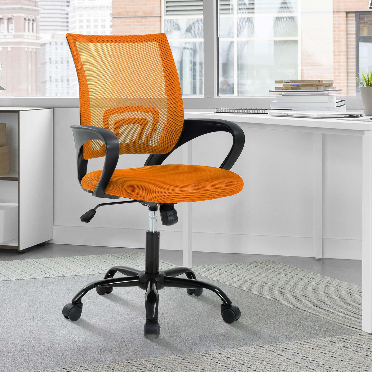 Orange Adjustable Mesh Office Chair with Lumbar Support N617557