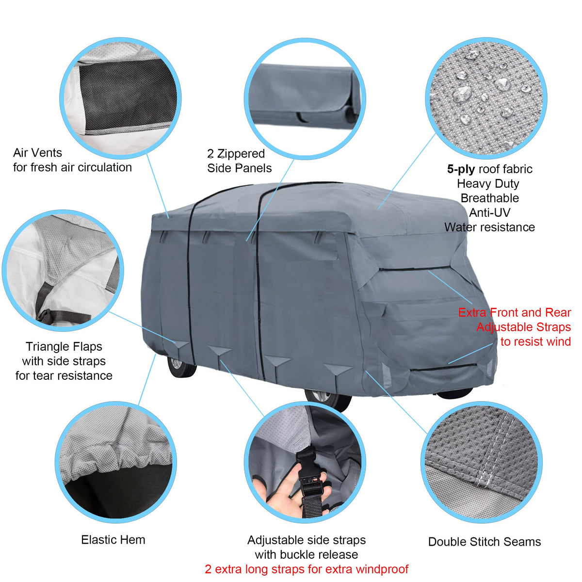 23'-26' Water-Resistant Heavy Duty RV Cover J273