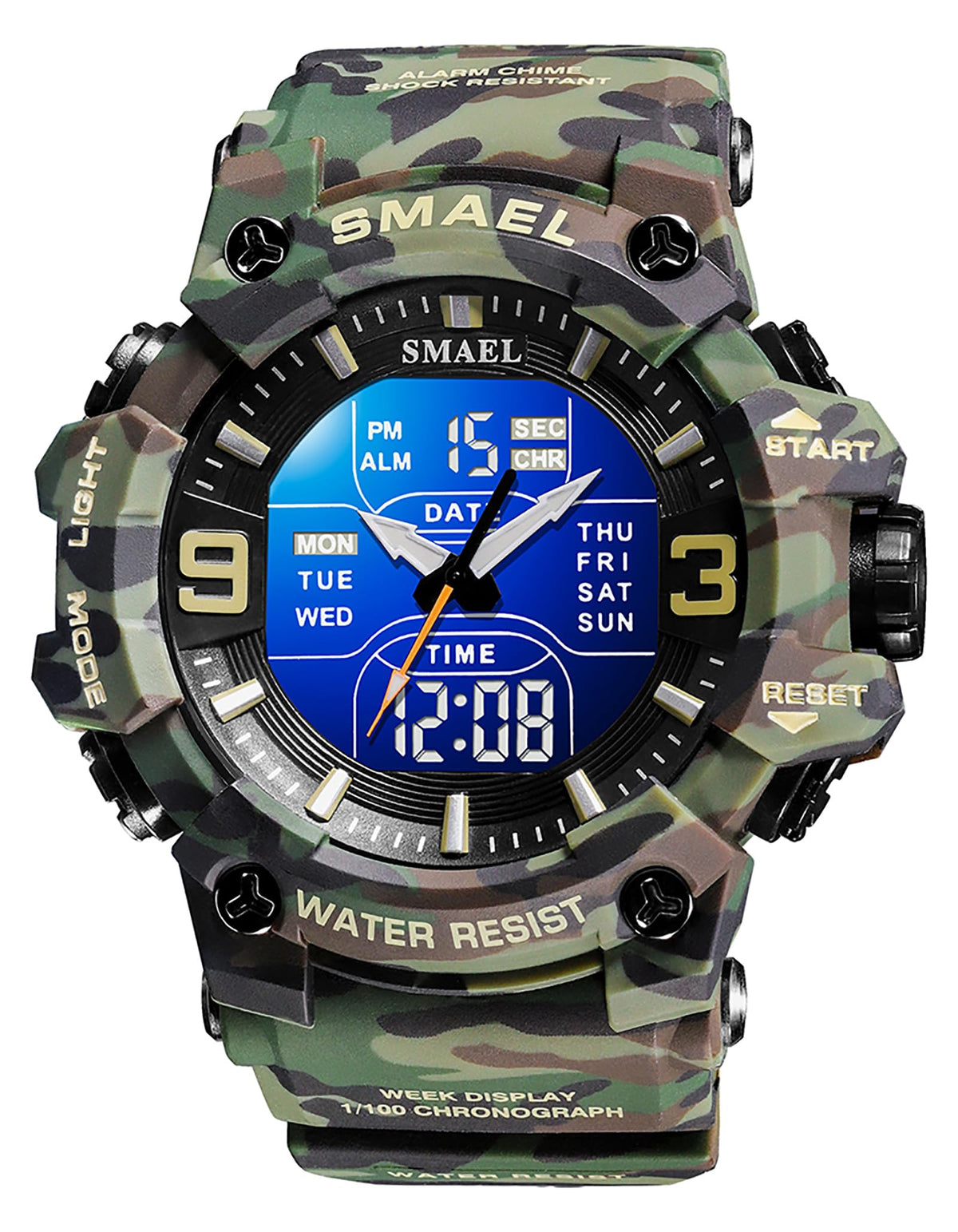 Men Tactical Analog Digital Sport Watch 50M LED C907