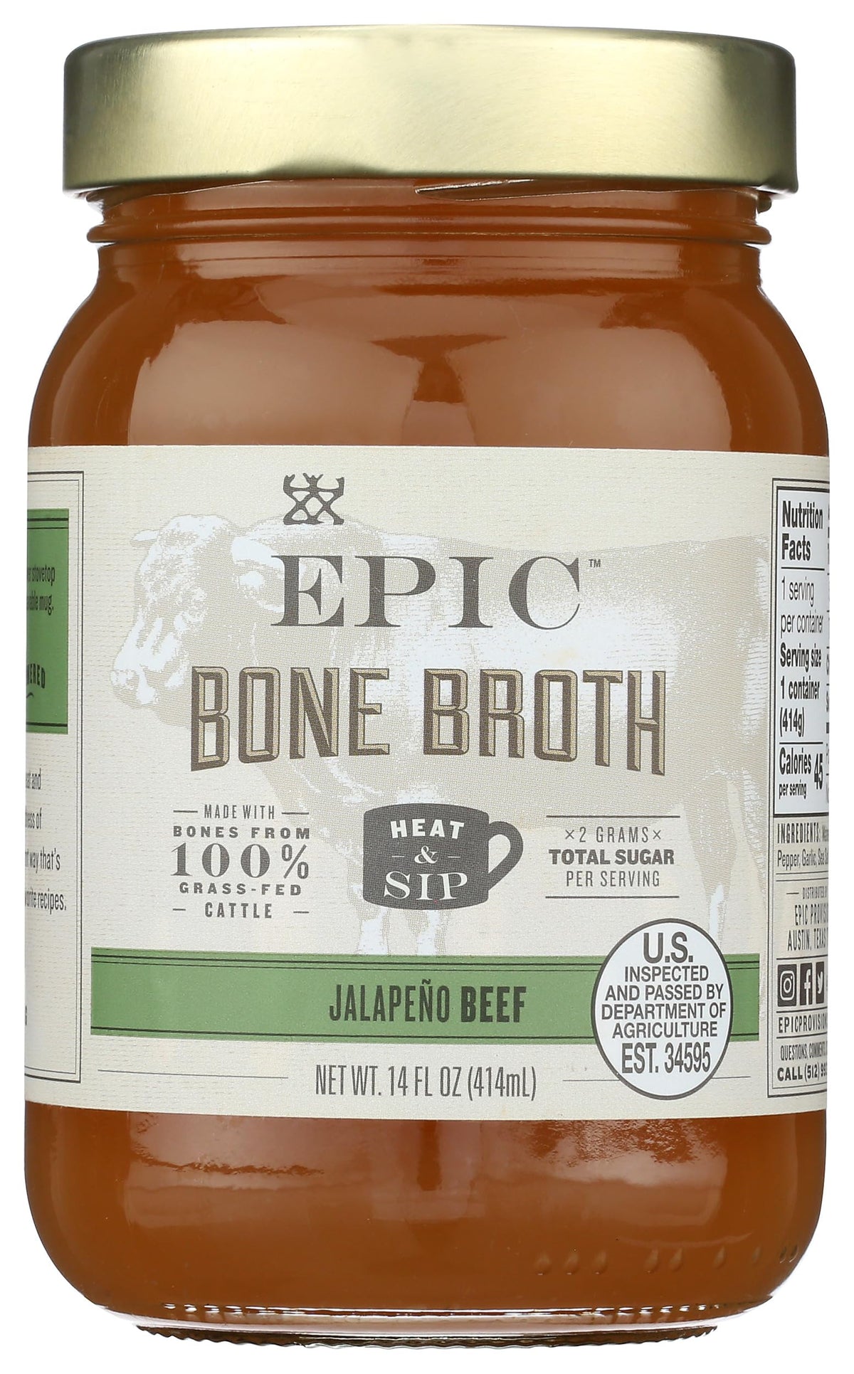 Bone Broth, Beef Jalapeno Sea Salt, 14 oz. M718679