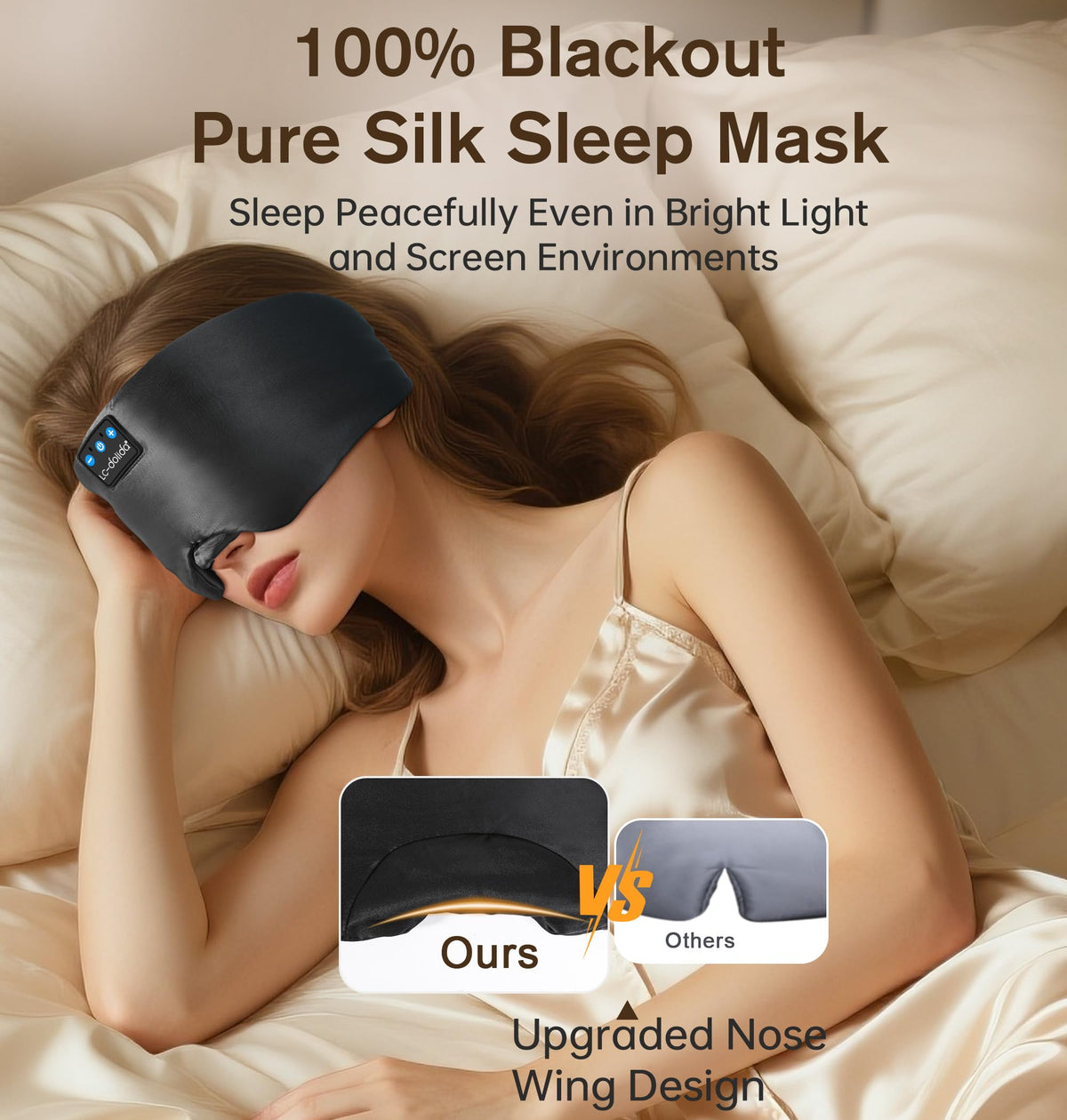 Silk Soft Sleep Mask with Bluetooth Black B776