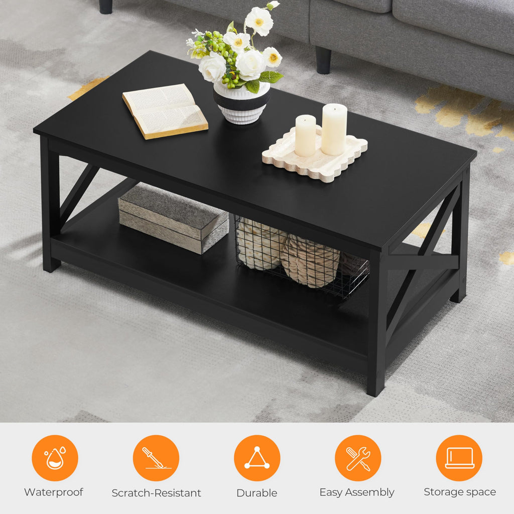 Black Coffee Table with Storage Shelf O33397
