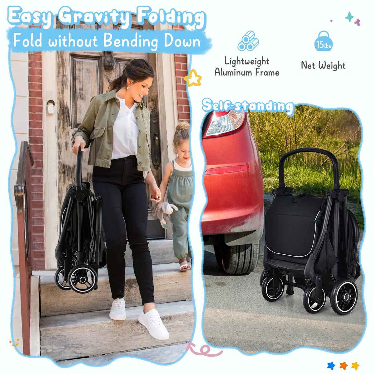 Lightweight Compact Baby Stroller with Canopy M14124