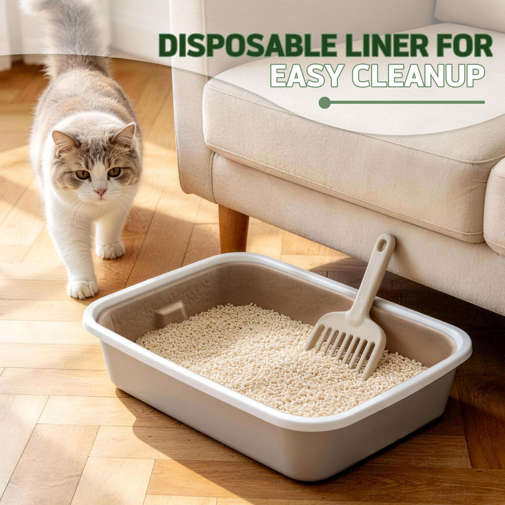 Disposable Litter Boxes for Cats 8-Pack Extra Thick Sturdy Leakproof D889988
