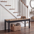 46-Inch Acacia Wood Entryway Bench with Woven Seagrass Seat B39690