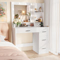 White Vanity Desk with Lighted Mirror and 4 Drawers I14871