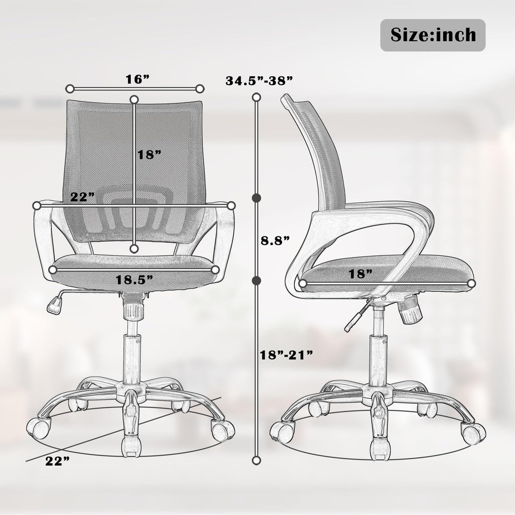Orange Adjustable Mesh Office Chair with Lumbar Support N617557