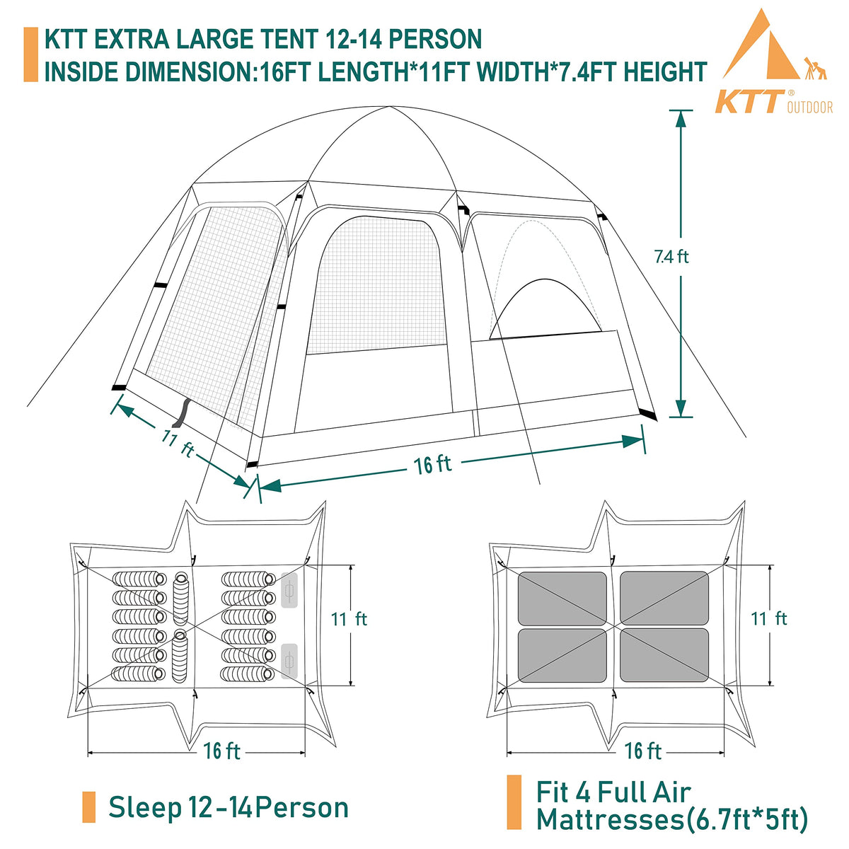 Extra Large 10-12-14 Person Cabin Tent K137588