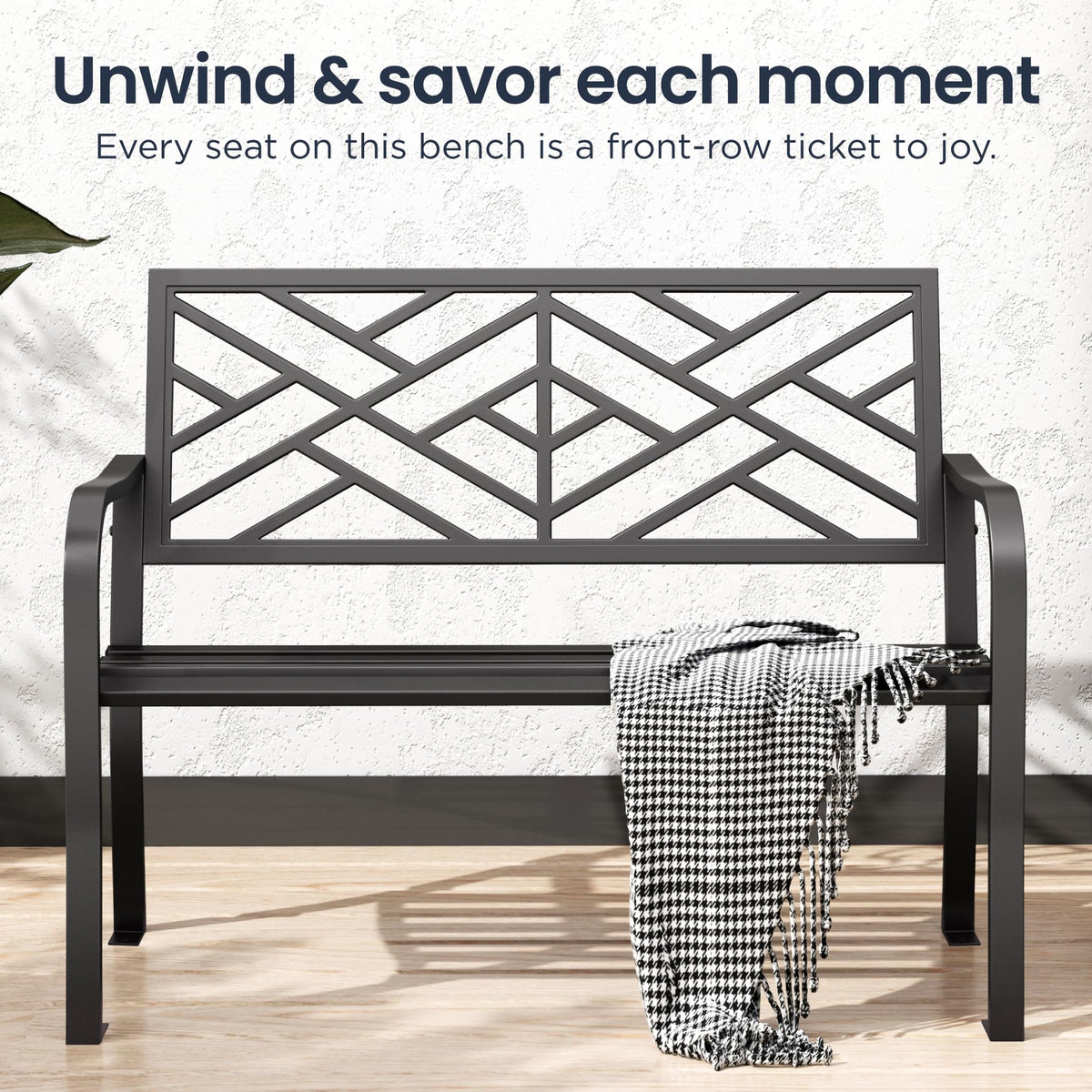 Black 43 Inches Outdoor Garden Bench Z405