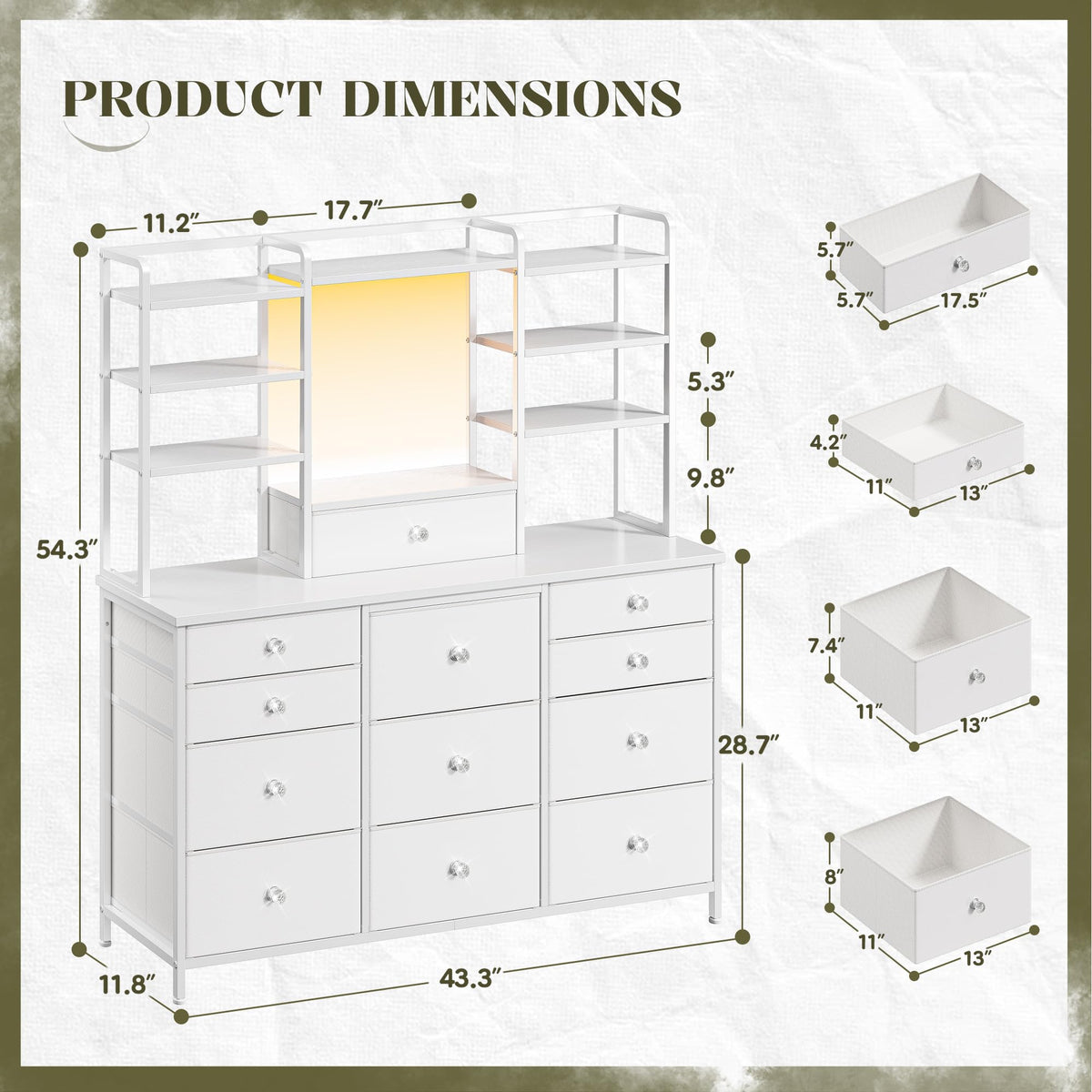 White Dresser with RGB LED Lights O846