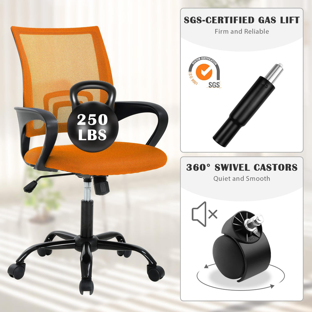 Orange Adjustable Mesh Office Chair with Lumbar Support N617557