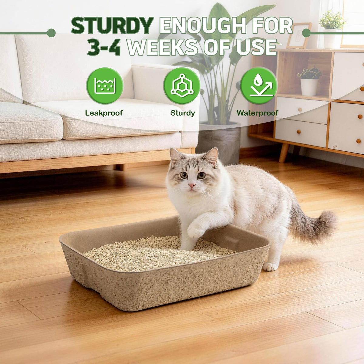Disposable Litter Boxes for Cats 8-Pack Extra Thick Sturdy Leakproof D889988