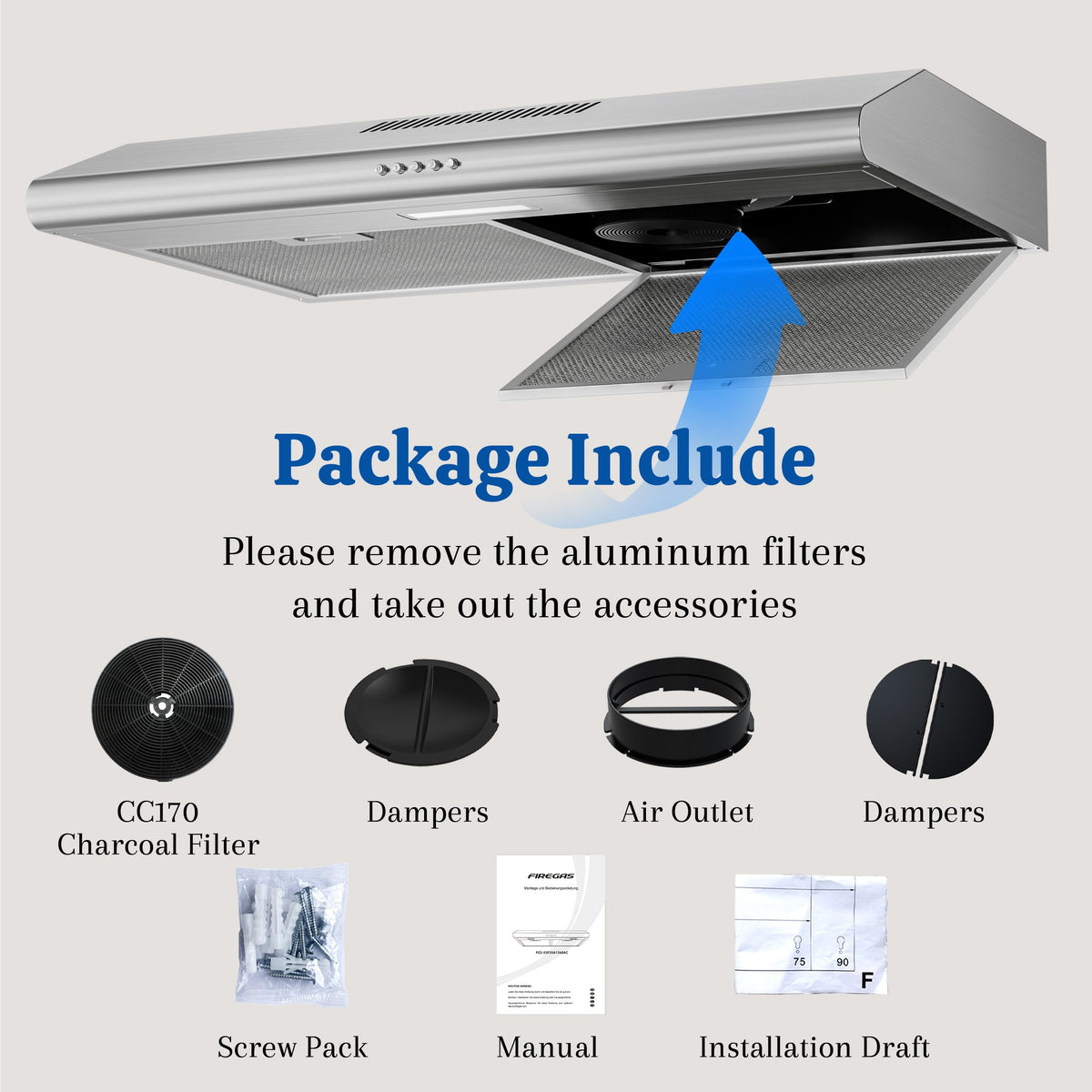 30 Inch Convertible Under Cabinet Range Hood L60009