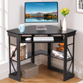 Black Corner Computer Desk with Keyboard Tray P217816