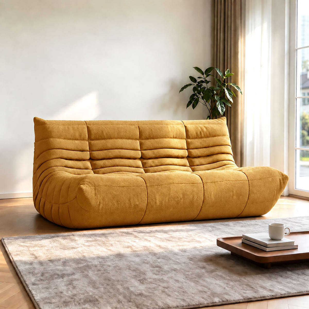 Yellow 3 Seater Bean Bag Sofa A486442