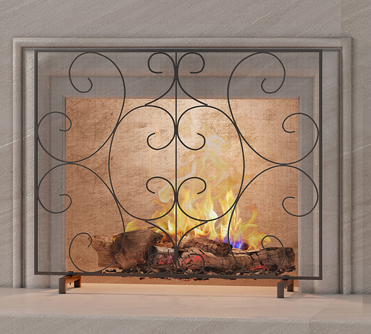 Handcrafted Metal Mesh Fireplace Screen X779696