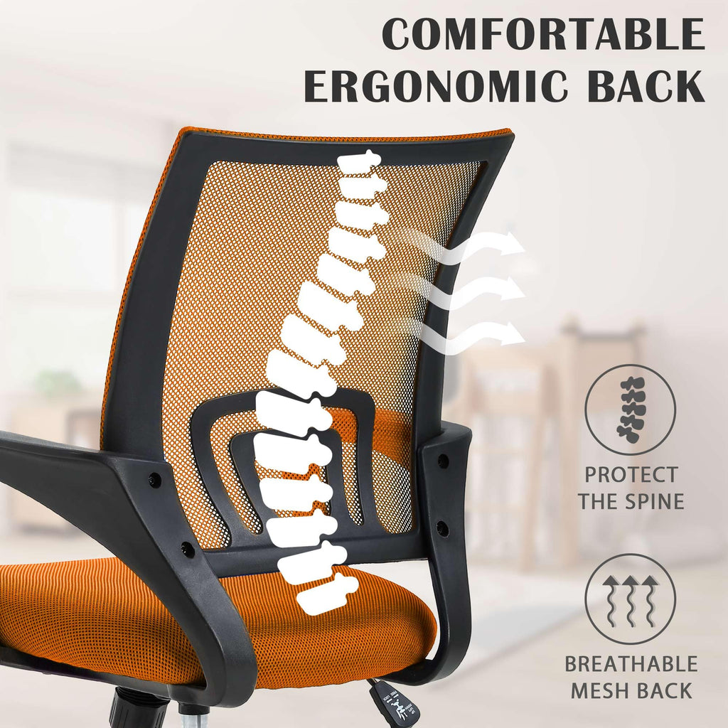 Orange Adjustable Mesh Office Chair with Lumbar Support N617557