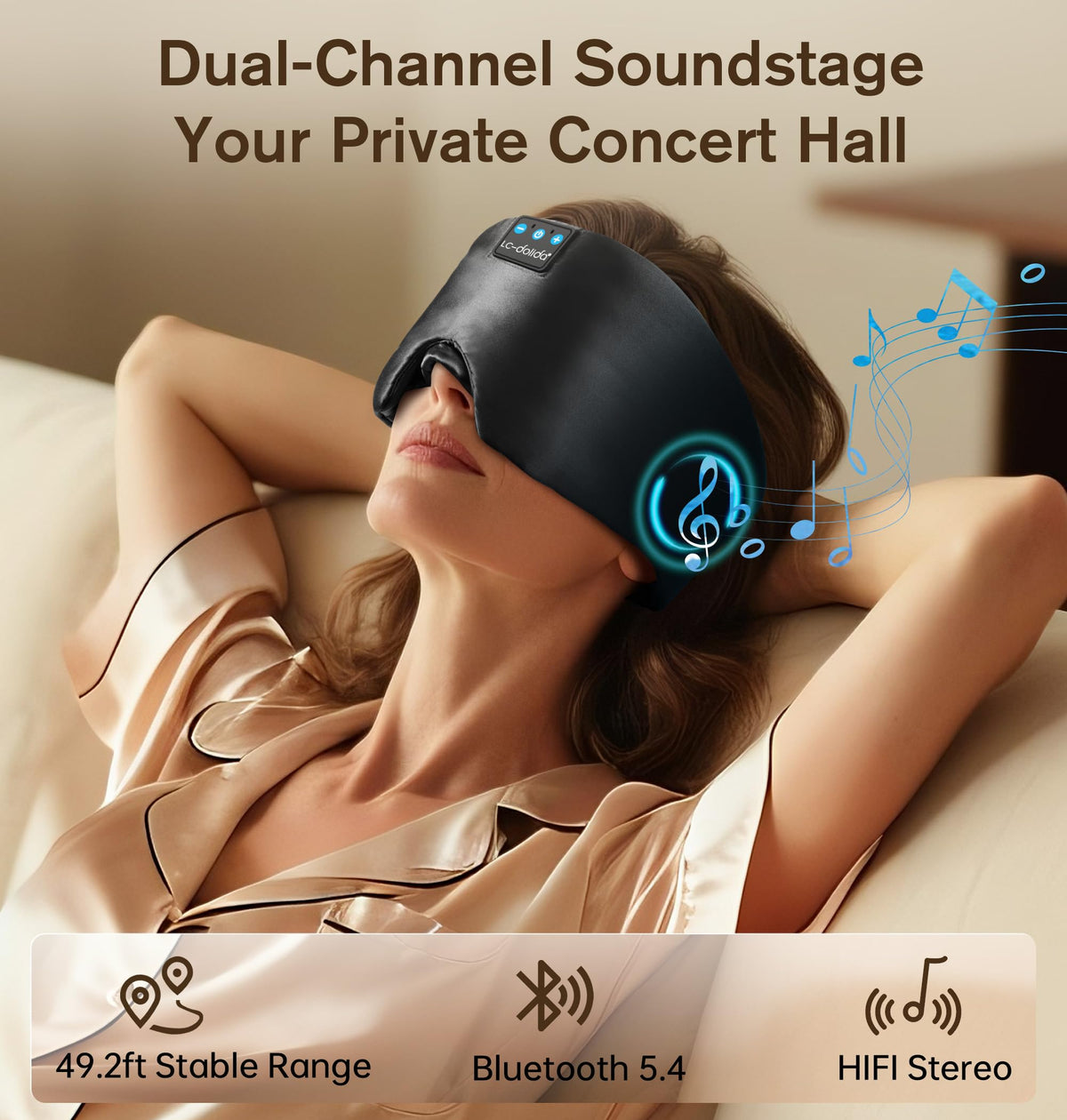 Silk Soft Sleep Mask with Bluetooth Black B776