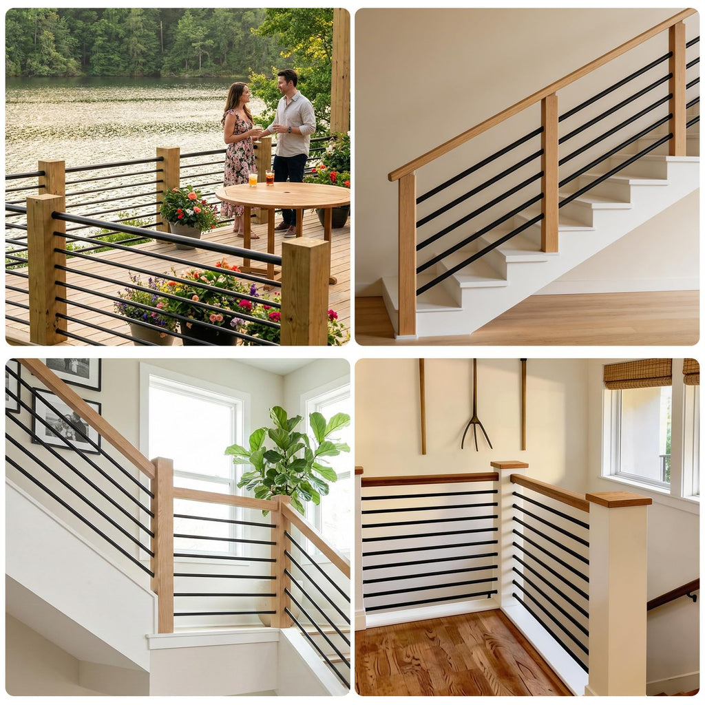 5 Pack 6 FT Aluminum Stair Balusters Matte Black T76878