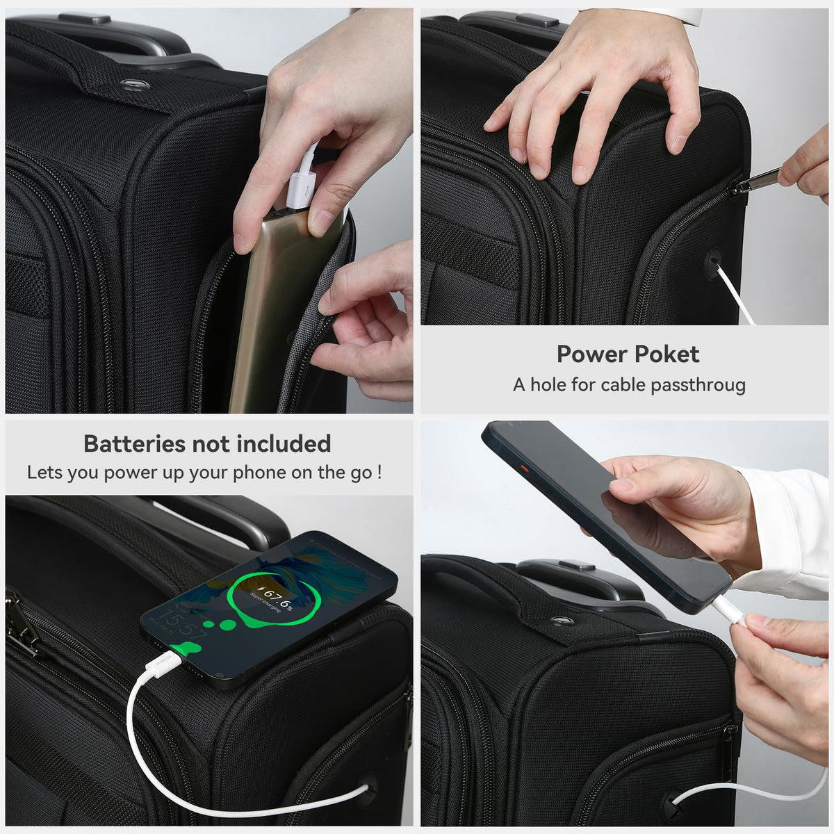 16 Inch Underseat Carry on Luggage with Wheels Black H727483