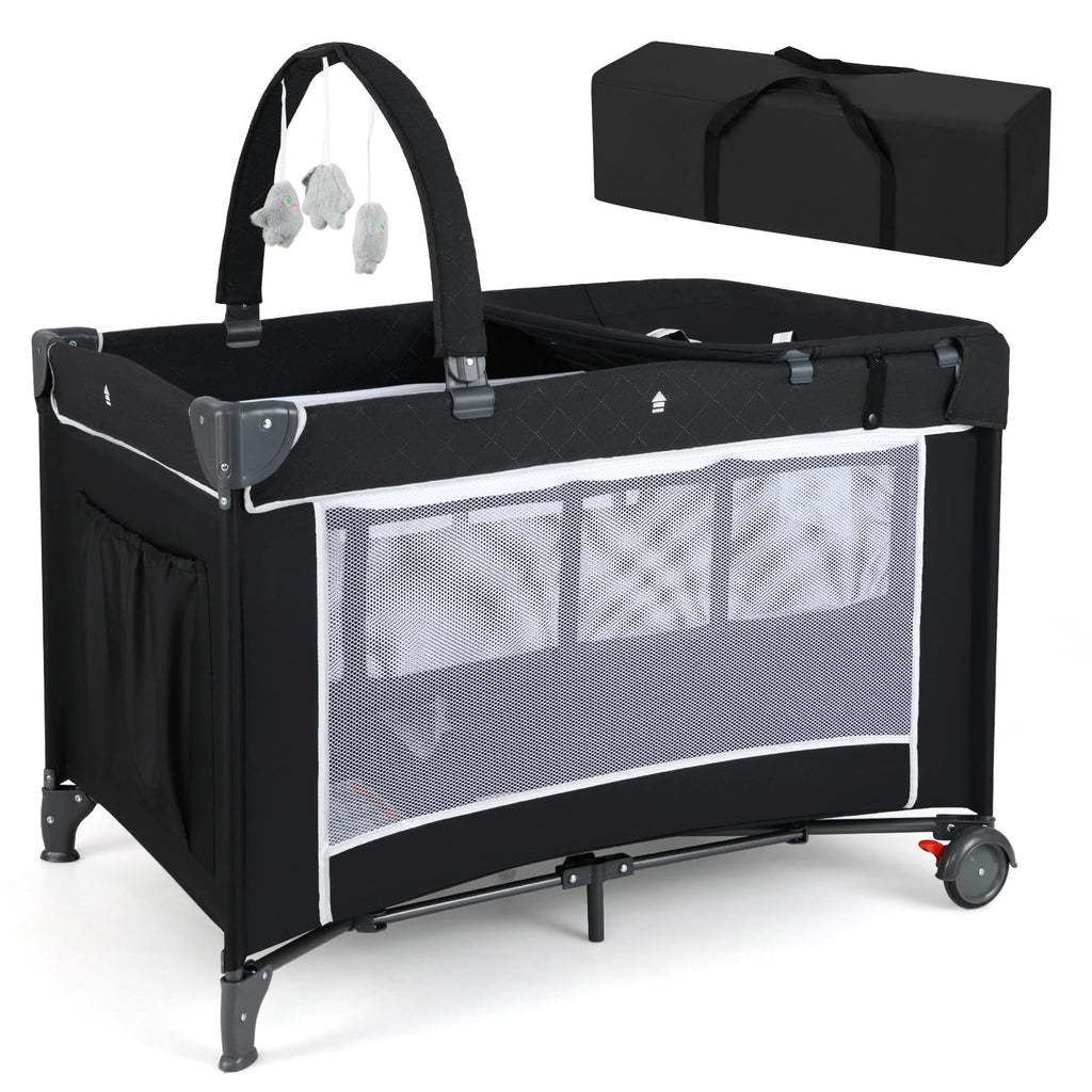 4 in 1 Folding Playpen with Bassinet and Carry Bag Z386317