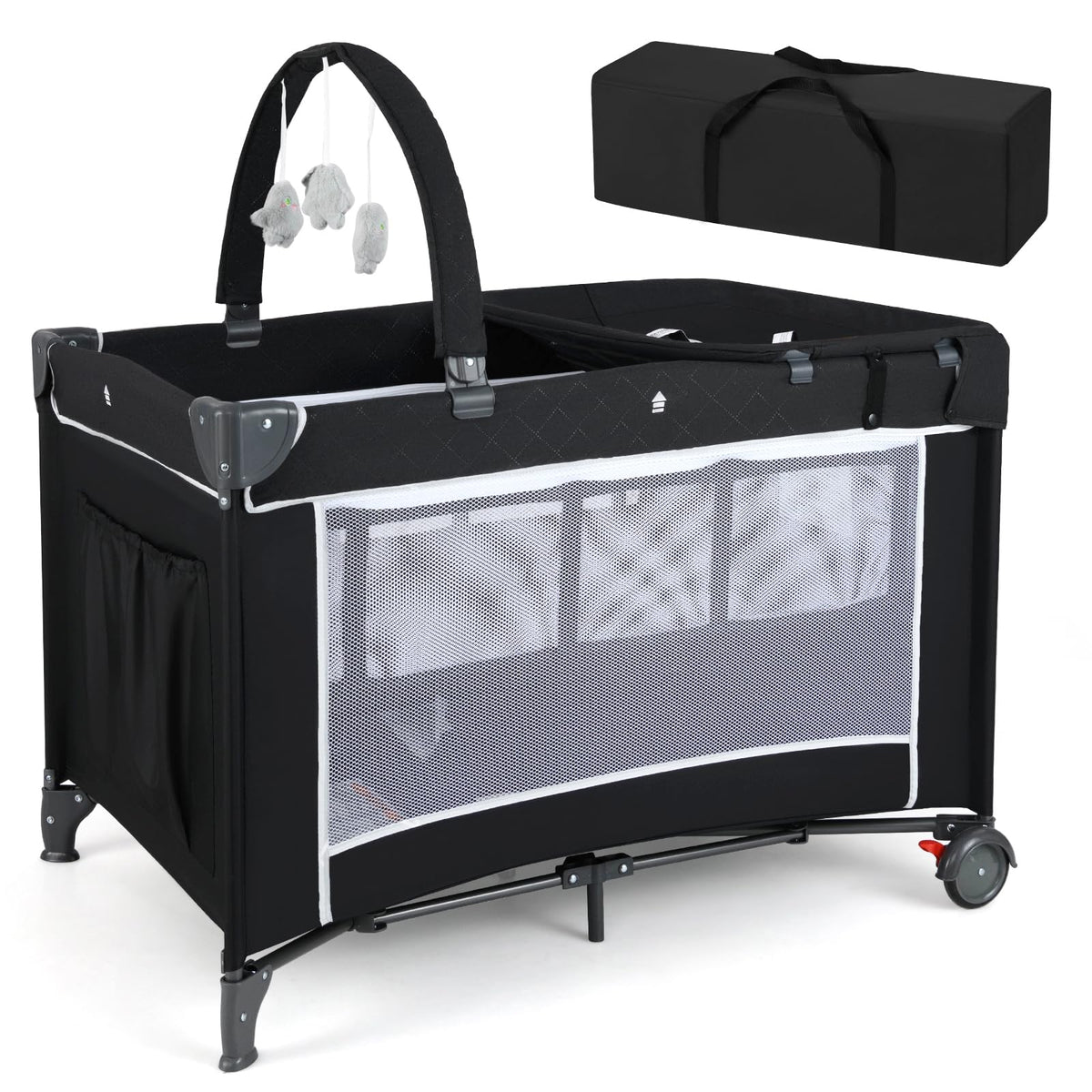 4 in 1 Folding Playpen with Bassinet and Carry Bag Z386317