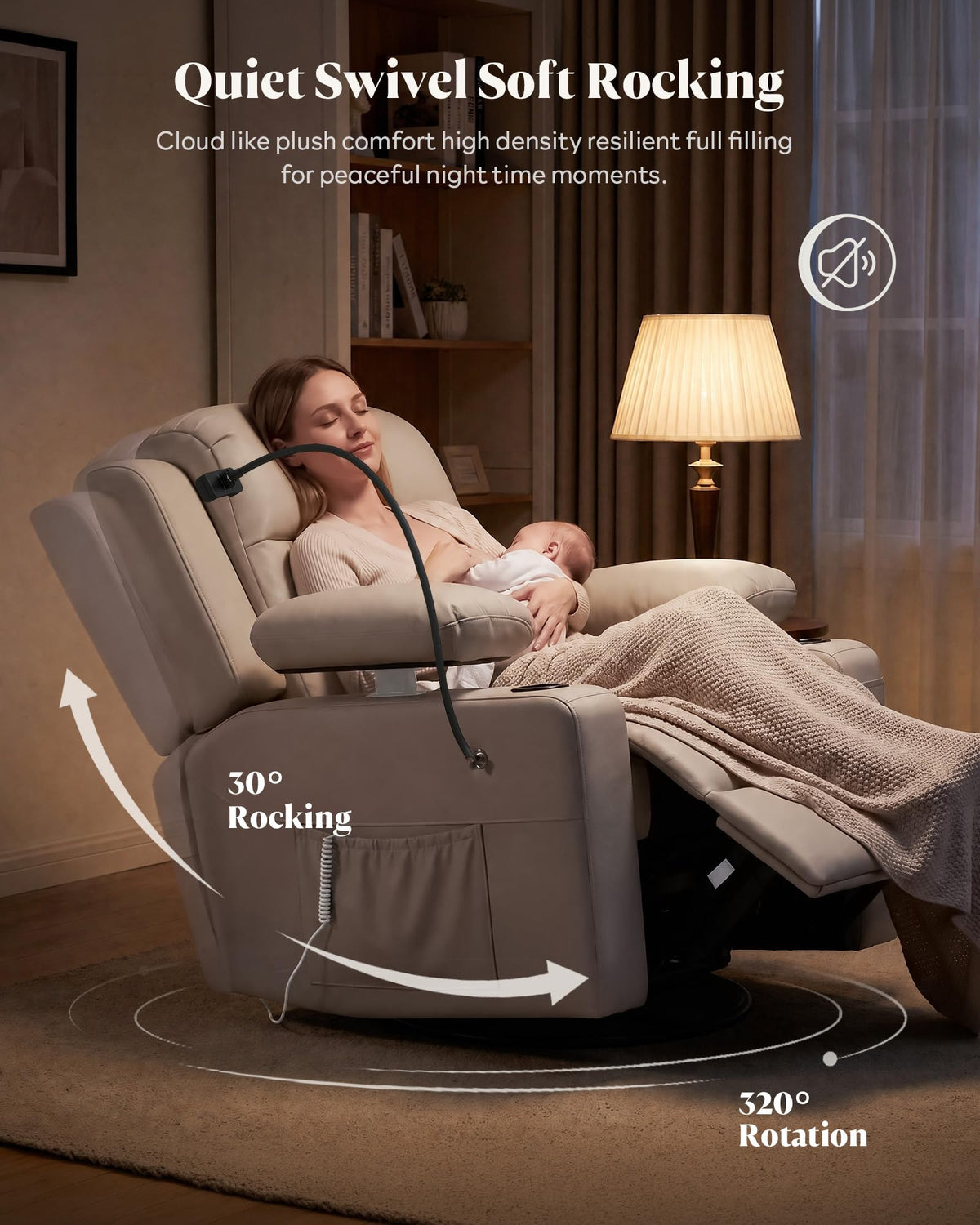Power Swivel Recliner Chair with Motorized Adjustable Armrests I754960