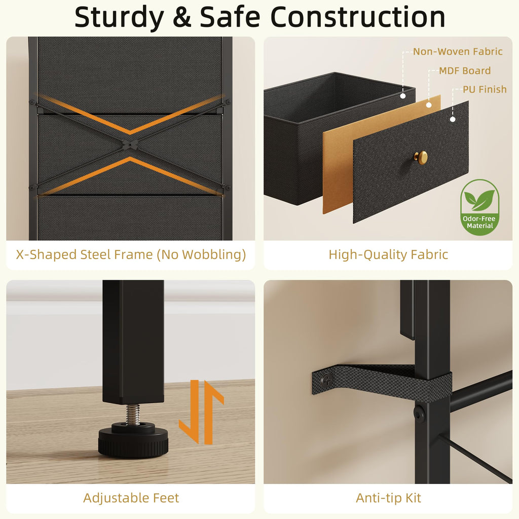 Black 4 Drawer Vanity Dresser with Adjustable Mirror R225