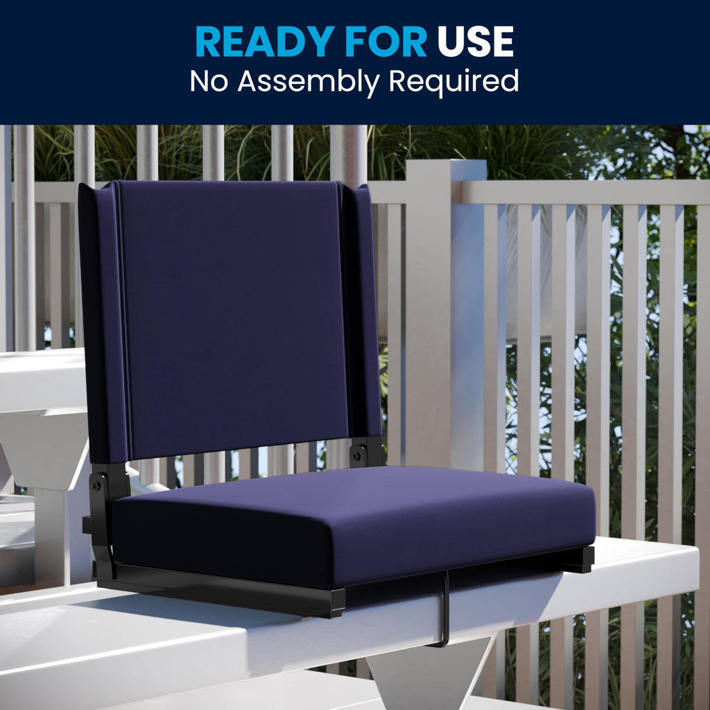 Portable Folding Padded Stadium Chair with Carrying Handle, Navy B3192