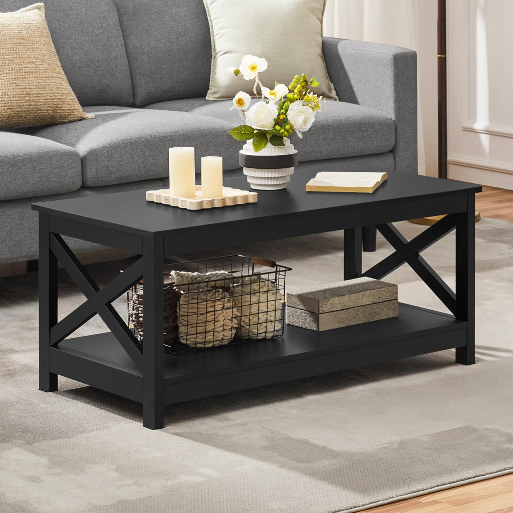 Black Coffee Table with Storage Shelf O33397