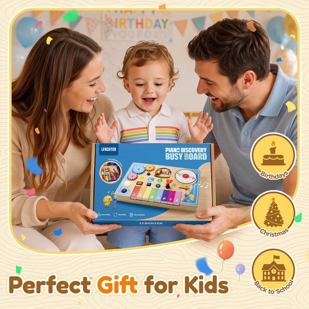Wooden Montessori Busy Board with Piano Keyboard A6959