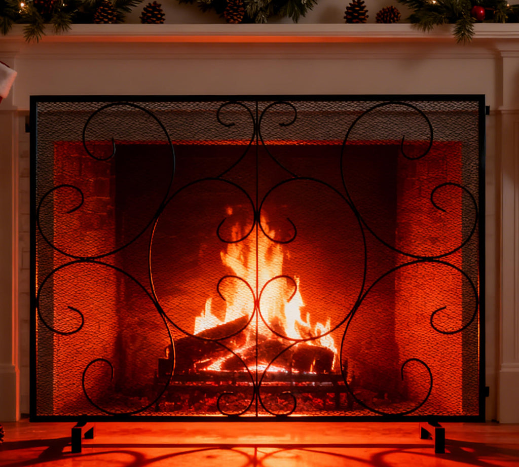 Handcrafted Metal Mesh Fireplace Screen X779696