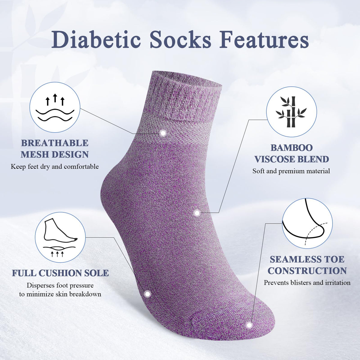 Bamboo Viscose Non Binding Wide Top Ankle Socks W395