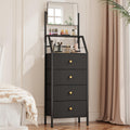 Black 4 Drawer Vanity Dresser with Adjustable Mirror R225