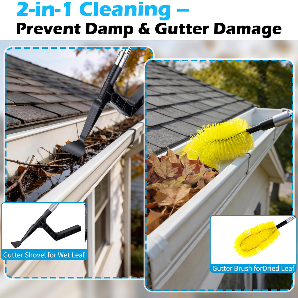 13FT Adjustable Gutter Cleaning Brush Kit with Shovel L78198