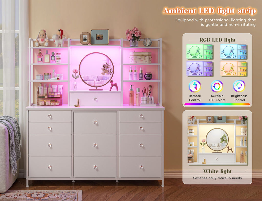 White Dresser with RGB LED Lights O846