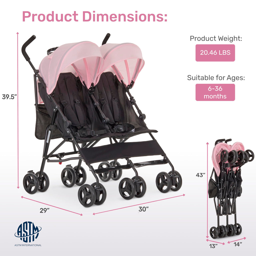 Pink Umbrella Stroller with Adjustable Canopy U152310