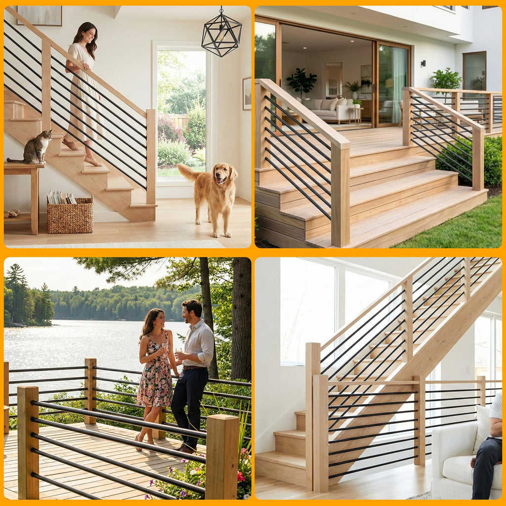 5 Pack 6 FT Aluminum Stair Balusters Matte Black T76878
