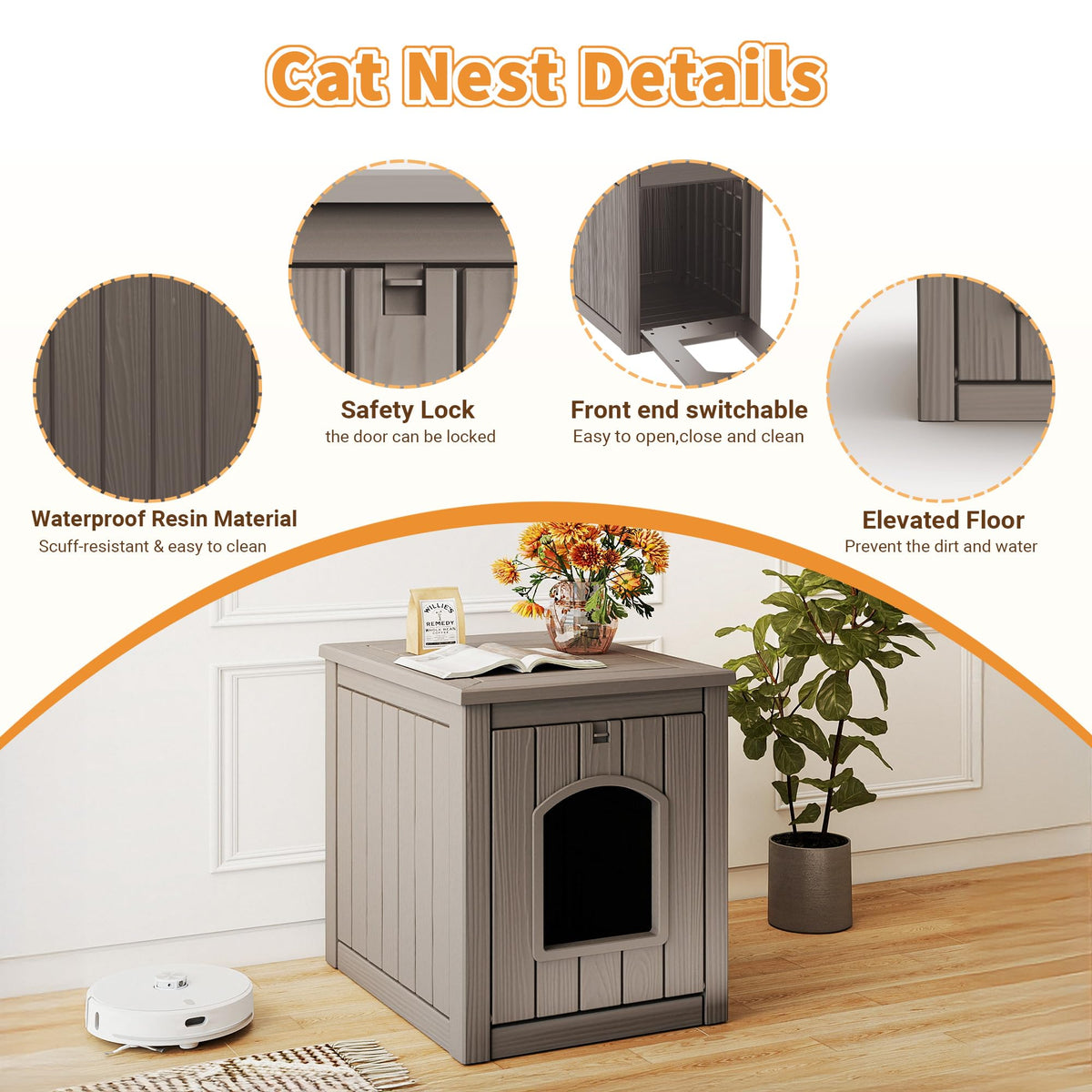 Gray Outdoor Cat House R90174