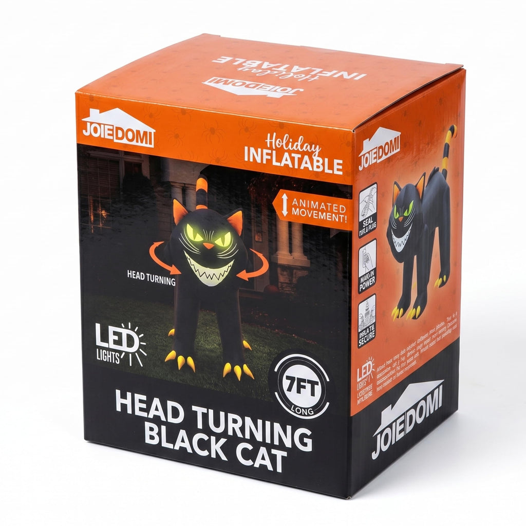 7 ft Black Cat Inflatable with LED Lights V1569