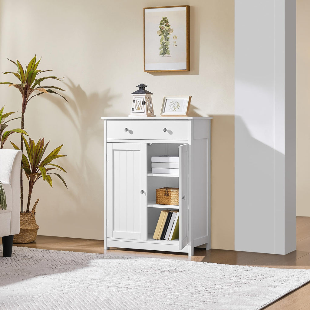 White Bathroom Storage Cabinet with Drawer and 2 Doors M79260