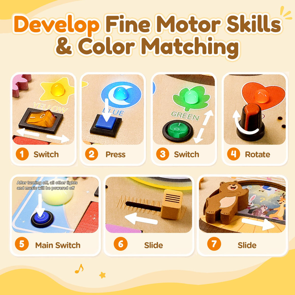 Wooden Montessori Busy Board with Piano Keyboard A6959