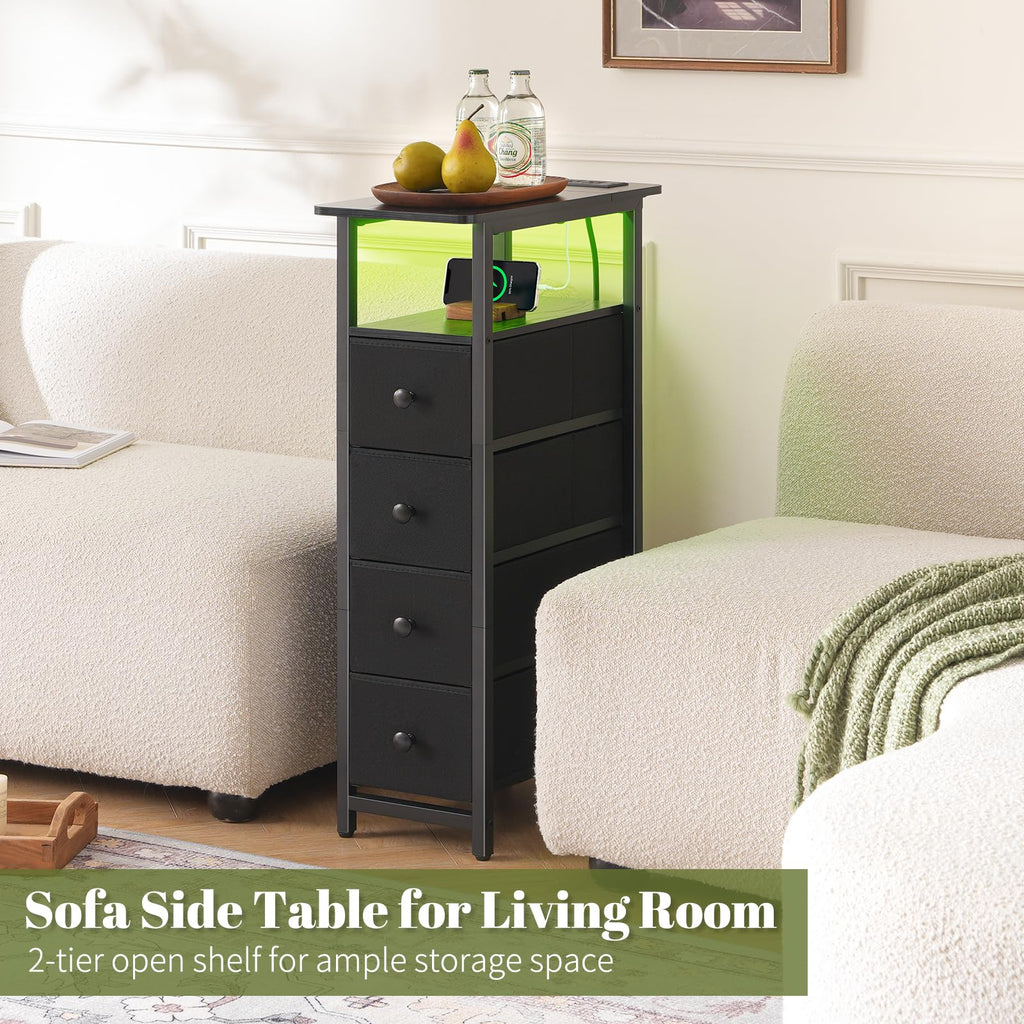 Narrow Nightstand with Charging Station X419866