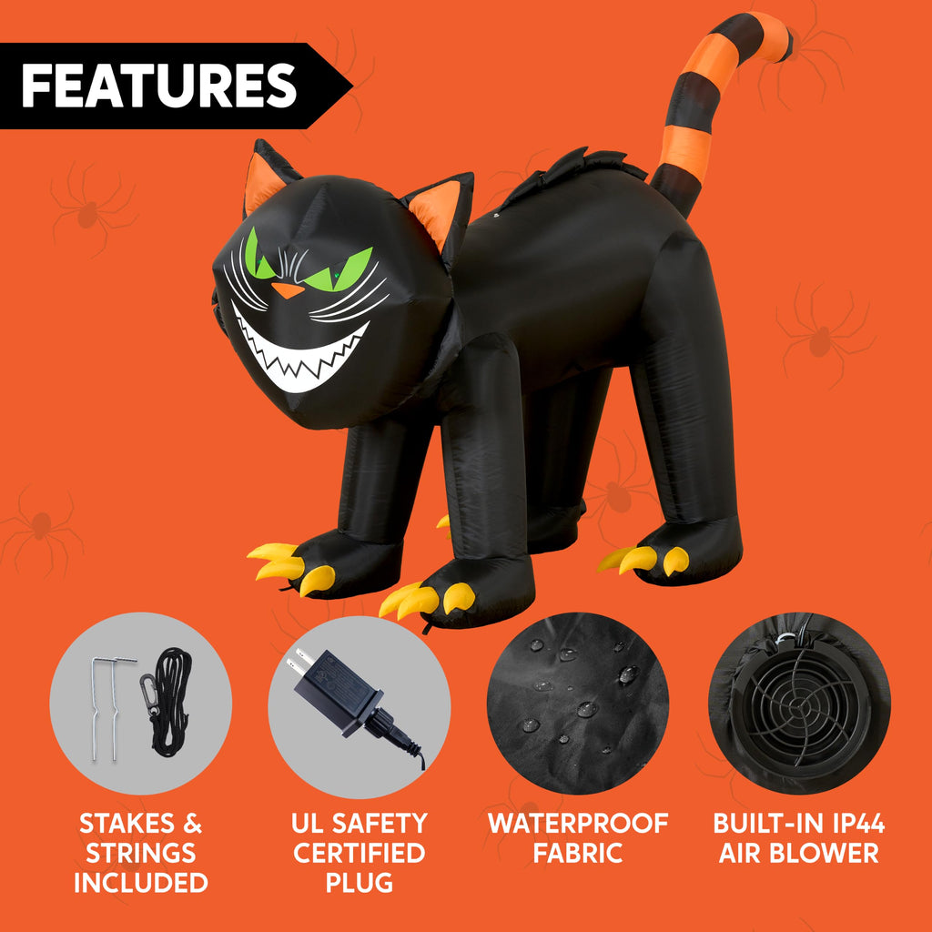 7 ft Black Cat Inflatable with LED Lights V1569