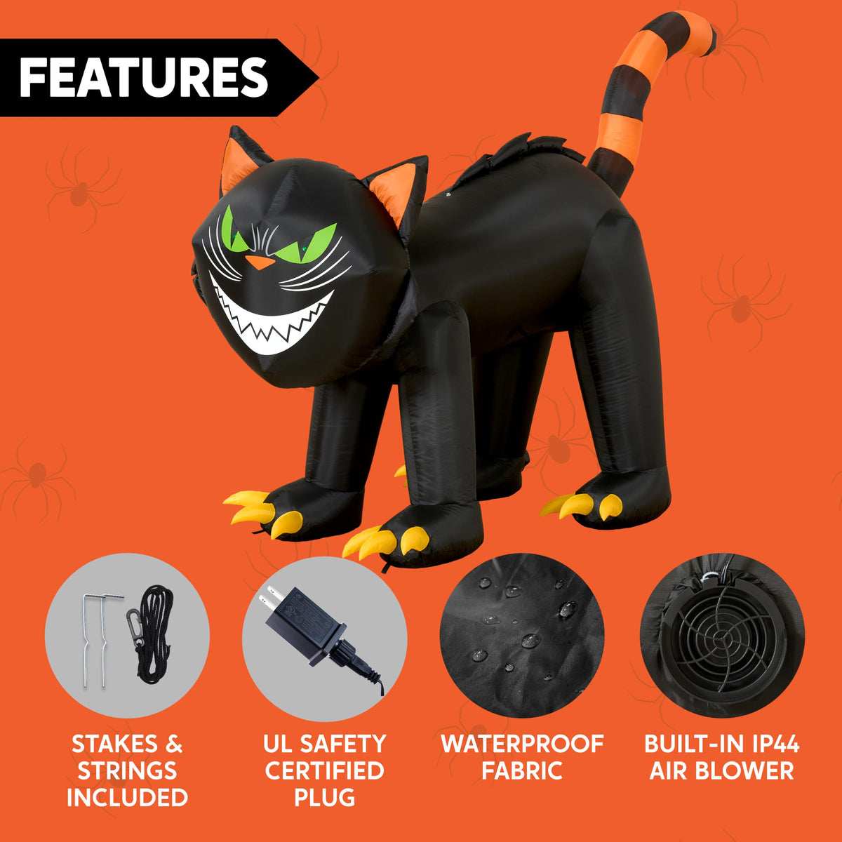 7 ft Black Cat Inflatable with LED Lights V1569