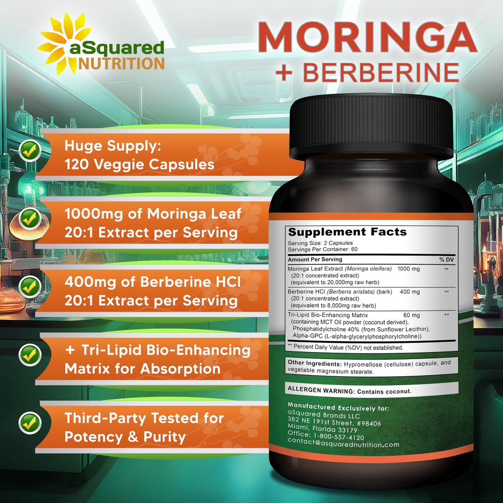 Moringa with Berberine Supplement 120 Capsules X55333