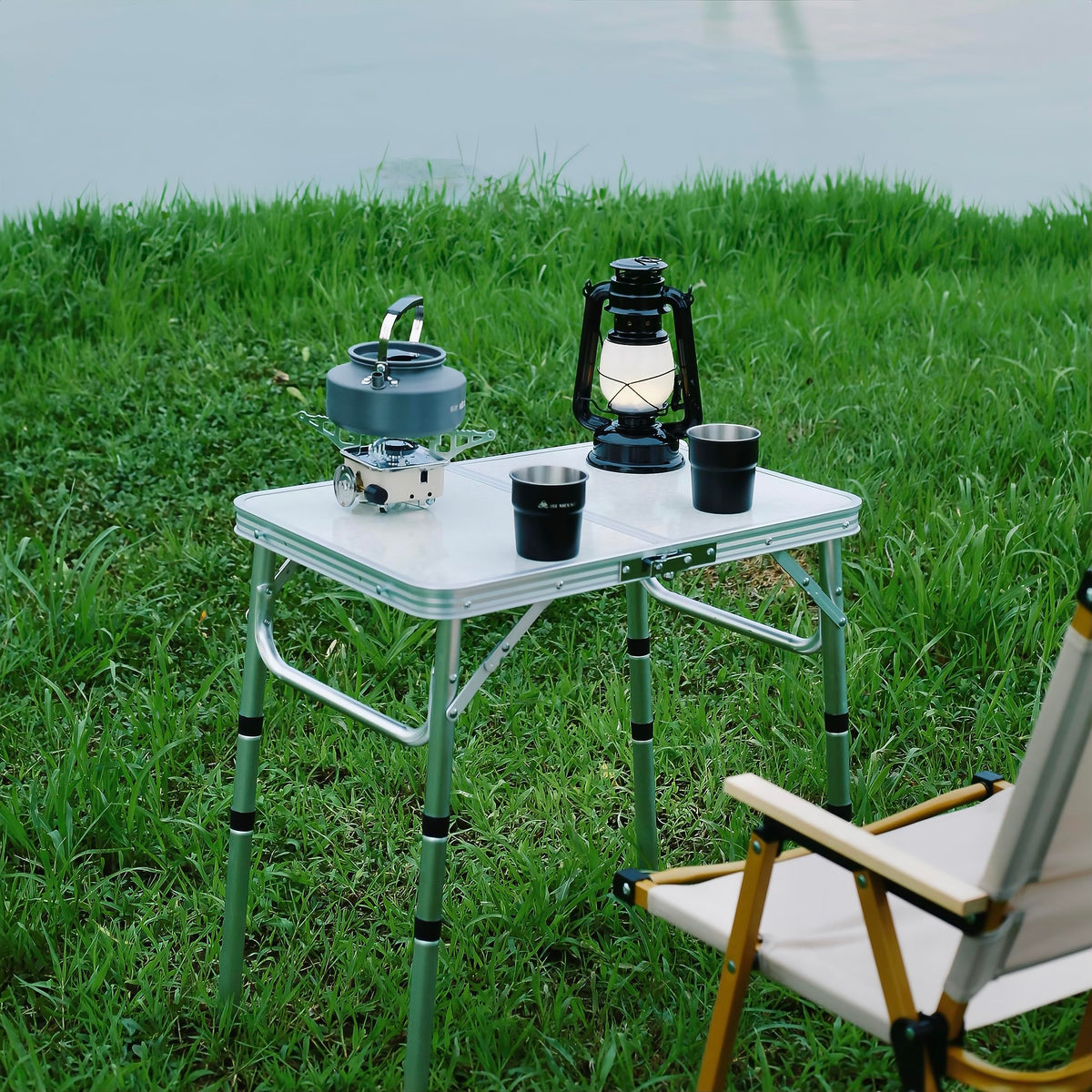 Folding Camping Table, Adjustable Height Portable Picnic Table, 24"x 16" B17820